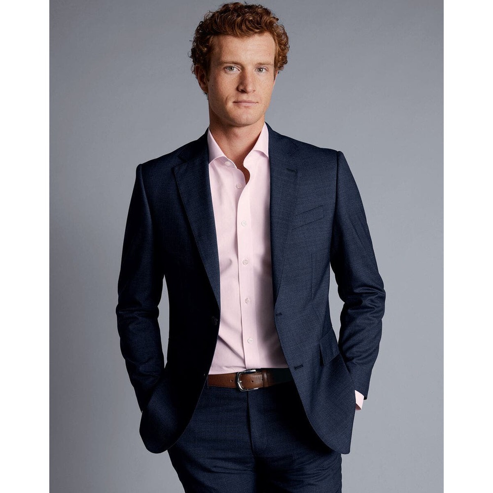 Charles Tyrwhitt Texture Suit Jacket - Denim Blue Sz 46R Slim Blazer